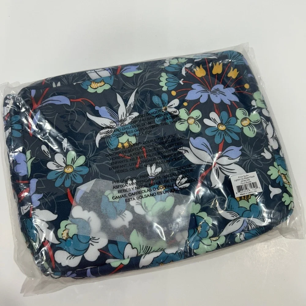 Vera Bradley Wipes Wristlet Pouch-Bag FLORAL BURST Blue Navy Diaper-Changing NEW